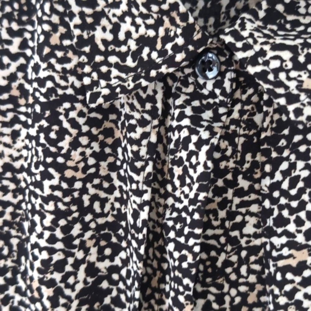 Chico's Size 2 Large 12 Black & White Oversized Button Down Shirt Long Sleeve - Picture 4 of 13